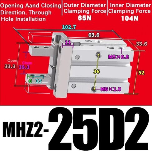 MHZ2-10/16/25/32/40D1/D2/D3 Pneumatic Finger Cylinder Parallel Gripper Side Thread Aluminium Clamps(MHZ2-32D3) in Kuwait