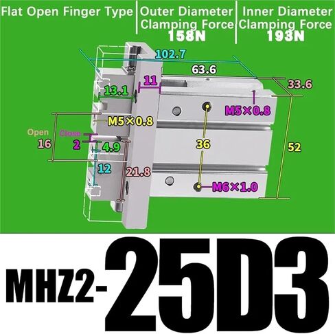 MHZ2-10/16/25/32/40D1/D2/D3 Pneumatic Finger Cylinder Parallel Gripper Side Thread Aluminium Clamps(MHZ2-32D3) in Kuwait