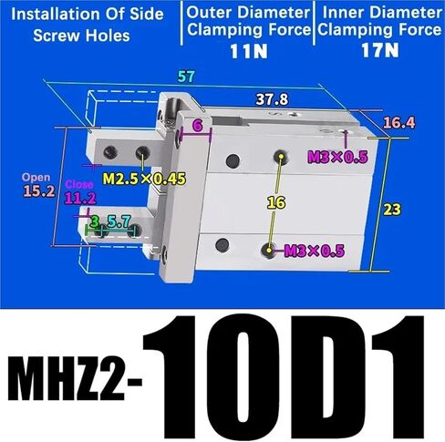 MHZ2-10/16/25/32/40D1/D2/D3 أسطوانة الإصبع الهوائية الموازية المشابك الألمنيوم من الألومنيوم (MHZ2-32D3) in Kuwait