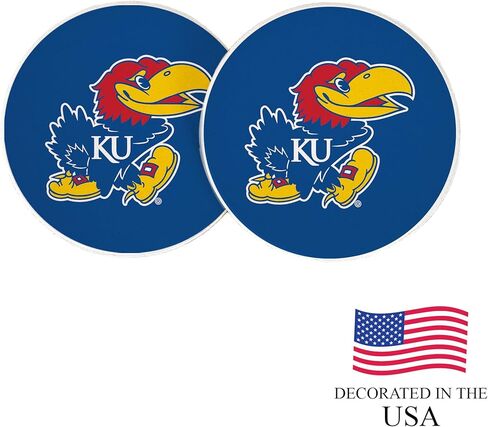 Desert Cactus University of Kansas Car Coaster Jayhawks KU Absorbent Sandstone Car Cup Coasters Set of 2 (Design A) in Saudi Arabia