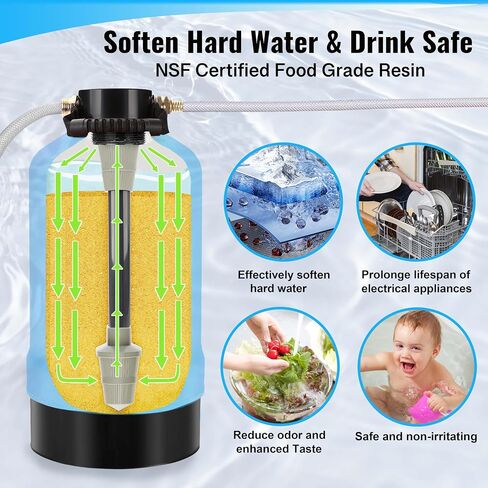 RV Water Softener with Water Hose, 16000 Grains 3/4" Brass Fittings Food-Grade Resin Soften Hard Water Improve Water Quality Portable Water Softener for RV, Trailers in Saudi Arabia