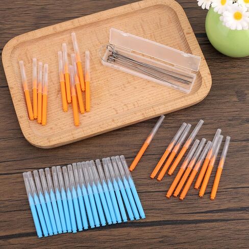 50pcs Shower Head Cleaner Tools, Multipurpose Shower Head Cleaning Brushes Multi-Size Showerhead Cleaner Picks Anti-Clogging for Bathroom Small Hole Nozzle Little Gaps (Orange, Blue) in Saudi Arabia