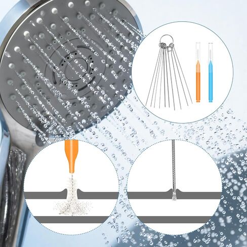50pcs Shower Head Cleaner Tools, Multipurpose Shower Head Cleaning Brushes Multi-Size Showerhead Cleaner Picks Anti-Clogging for Bathroom Small Hole Nozzle Little Gaps (Orange, Blue) in Saudi Arabia