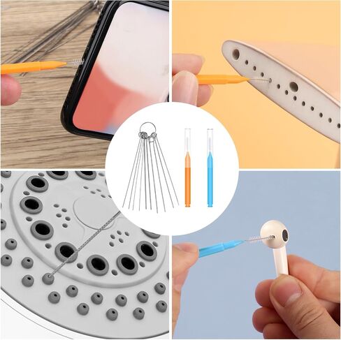 50pcs Shower Head Cleaner Tools, Multipurpose Shower Head Cleaning Brushes Multi-Size Showerhead Cleaner Picks Anti-Clogging for Bathroom Small Hole Nozzle Little Gaps (Orange, Blue) in Saudi Arabia