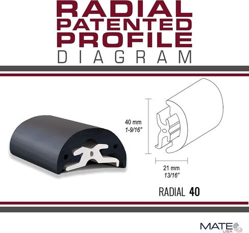Tessilmare 'Radial' Boat Rup Rail Kit | 1-5/8 "× 52 'RUB RAIL + 2 CAPS END + 1 COON CAP | Marine PVC Rail Fender للقوارب وتفوق القوارب | تركيب سهلة التثبيت على البرودة-لا يوجد تسخين مطلوب in Saudi Arabia
