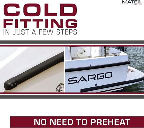 Tessilmare 'Radial' Boat Rup Rail Kit | 1-5/8 "× 52 'RUB RAIL + 2 CAPS END + 1 COON CAP | Marine PVC Rail Fender للقوارب وتفوق القوارب | تركيب سهلة التثبيت على البرودة-لا يوجد تسخين مطلوب in Saudi Arabia