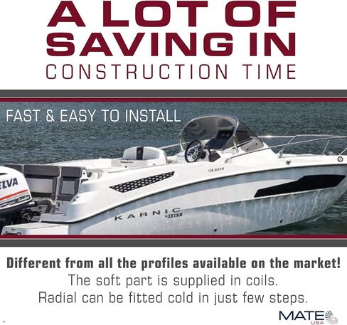 Tessilmare 'Radial' Boat Rup Rail Kit | 1-5/8 "× 52 'RUB RAIL + 2 CAPS END + 1 COON CAP | Marine PVC Rail Fender للقوارب وتفوق القوارب | تركيب سهلة التثبيت على البرودة-لا يوجد تسخين مطلوب in Saudi Arabia