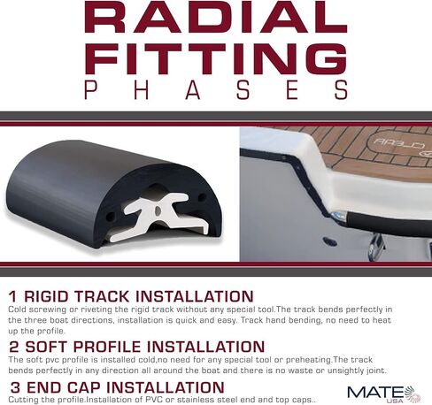 Tessilmare 'Radial' Boat Rup Rail Kit | 1-5/8 "× 52 'RUB RAIL + 2 CAPS END + 1 COON CAP | Marine PVC Rail Fender للقوارب وتفوق القوارب | تركيب سهلة التثبيت على البرودة-لا يوجد تسخين مطلوب in Saudi Arabia