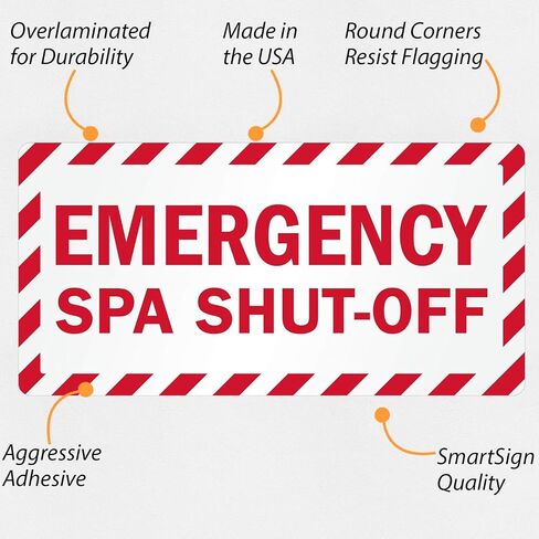 SmartSign "Emergency Spa Up-Off" حزمة 5 علامات | 2.5 "× 5" فينيل مغلفة ، مصنوع في الولايات المتحدة الأمريكية in Saudi Arabia