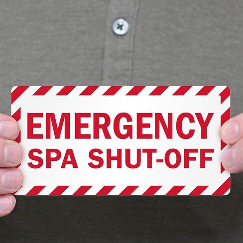 SmartSign "Emergency Spa Up-Off" حزمة 5 علامات | 2.5 "× 5" فينيل مغلفة ، مصنوع في الولايات المتحدة الأمريكية in Saudi Arabia