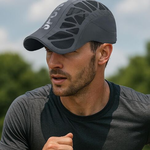 قبعة Aeromesh Sport ، Stead Essentials شبكات أداء فائقة الأداء للرجال للرجال خفيفة الوزن وسريعة الجفاف وقابلة للتعديل in Kuwait