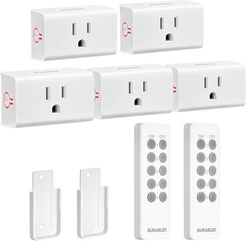Surraielec Wireless Switch Outlet جهاز التحكم عن بُعد ، لا يلزم الأسلاك ، نطاق 100 قدم ، مفتاح جدار مخرج مخرج مسبقًا للبرمج in Kuwait