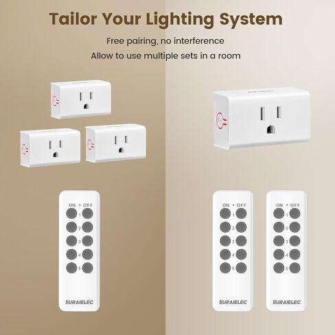 Surraielec Wireless Switch Outlet جهاز التحكم عن بُعد ، لا يلزم الأسلاك ، نطاق 100 قدم ، مفتاح جدار مخرج مخرج مسبقًا للبرمج in Kuwait