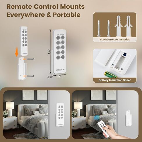 Surraielec Wireless Switch Outlet جهاز التحكم عن بُعد ، لا يلزم الأسلاك ، نطاق 100 قدم ، مفتاح جدار مخرج مخرج مسبقًا للبرمج in Kuwait
