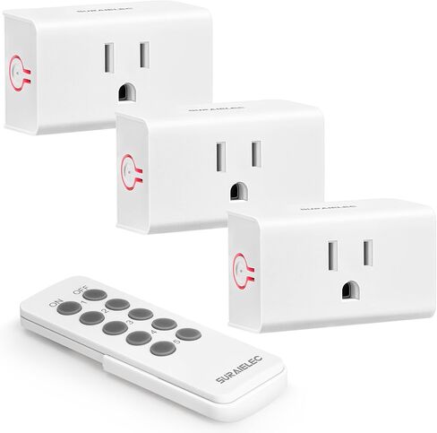 Surraielec Wireless Switch Outlet جهاز التحكم عن بُعد ، لا يلزم الأسلاك ، نطاق 100 قدم ، مفتاح جدار مخرج مخرج مسبقًا للبرمج in Kuwait