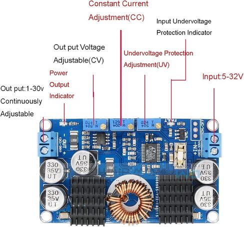 DAOKI LTC3780 Voltage Regulator Module DC 5V-32V to 1V-30V 10A Constant Voltage Current Automatic Converter Step Up Down Regulator Charging Module with Cable in Saudi Arabia