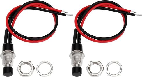 Emagtech 10pcs SPST Mini Push زر ما قبل 12V DC 5A طول خط السطر 14 سم القطر 1/4 بوصة لمفاتيح الإضاءة قرون السيارة in Saudi Arabia