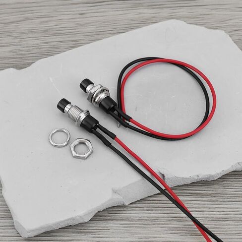Emagtech 10pcs SPST Mini Push زر ما قبل 12V DC 5A طول خط السطر 14 سم القطر 1/4 بوصة لمفاتيح الإضاءة قرون السيارة in Saudi Arabia