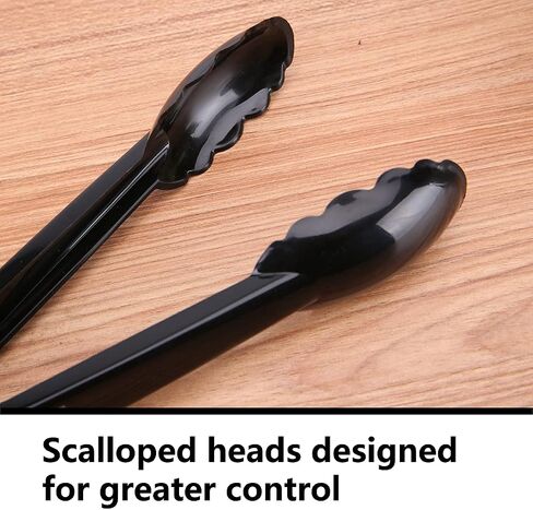 24 Pieces Plastic Salad Tongs, Black Kitchen Serving Tongs, 9 Inch Disposable Utensils Set, Heavy Duty Scalloped, Perfect for Buffets and BBQ, Food Safe Material in Saudi Arabia