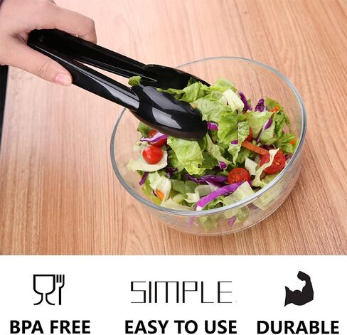 24 Pieces Plastic Salad Tongs, Black Kitchen Serving Tongs, 9 Inch Disposable Utensils Set, Heavy Duty Scalloped, Perfect for Buffets and BBQ, Food Safe Material in Saudi Arabia