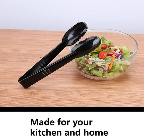24 Pieces Plastic Salad Tongs, Black Kitchen Serving Tongs, 9 Inch Disposable Utensils Set, Heavy Duty Scalloped, Perfect for Buffets and BBQ, Food Safe Material in Saudi Arabia