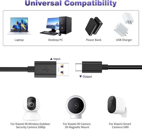 iMangoo 33FT Long USB A to USB C Power Cable for CCTV Camera Cord, White in Saudi Arabia