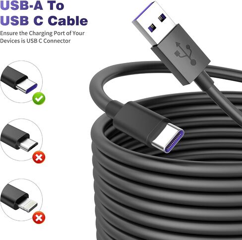 iMangoo 33FT Long USB A to USB C Power Cable for CCTV Camera Cord, White in Saudi Arabia