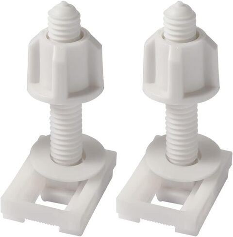 2Pcs White Plastic Toilet Seat Screws and Nuts with Washers, Universal Hinges Toilet lid Fastener Parts Kit, Hinge Bolts Screws Replacement Parts for Mounting Toilet Lid, Toilet Seats in Saudi Arabia