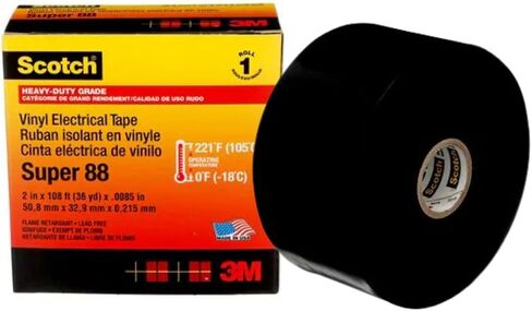 3M Scotch Super 88 Vinyl Electrical Tape-2 "× 36 قدمًا ، درجة مميزة ، كل الأحوال الجوية ، مقاومة للأشعة فوق البنفسجية ، محاكمة اللهب ، أسود in Saudi Arabia