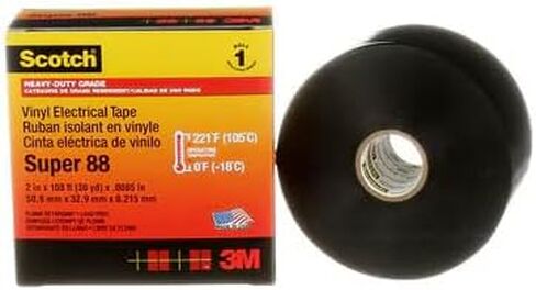 3M Scotch Super 88 Vinyl Electrical Tape-2 "× 36 قدمًا ، درجة مميزة ، كل الأحوال الجوية ، مقاومة للأشعة فوق البنفسجية ، محاكمة اللهب ، أسود in Saudi Arabia