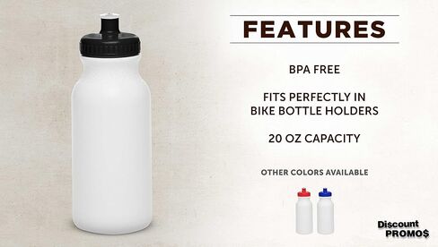 DISCOUNT PROMOS White Water Bottles with Push Cap, 10 pack, 20 oz, Reusable BPA FREE Squeezable Bottles in Bulk, White Black in Kuwait