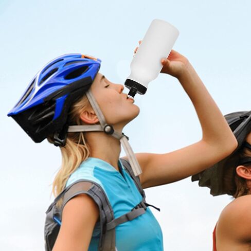 DISCOUNT PROMOS White Water Bottles with Push Cap, 10 pack, 20 oz, Reusable BPA FREE Squeezable Bottles in Bulk, White Black in Kuwait