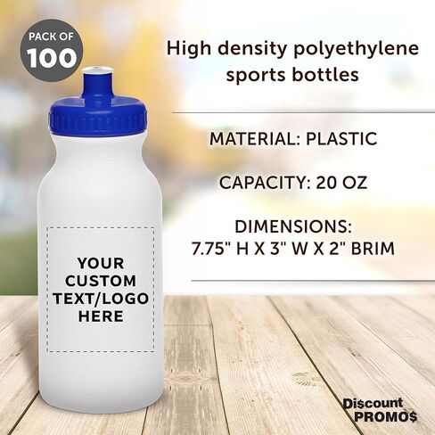 DISCOUNT PROMOS White Water Bottles with Push Cap, 10 pack, 20 oz, Reusable BPA FREE Squeezable Bottles in Bulk, White Black in Kuwait