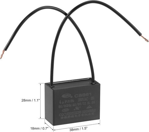 uxcell Ceiling Fan Capacitor CBB61 4uF 250V AC 2 Wires Metallized Polypropylene Film Capacitor 38x28x18mm for Electric Fan Pump Motor Generator 3Pcs in Saudi Arabia