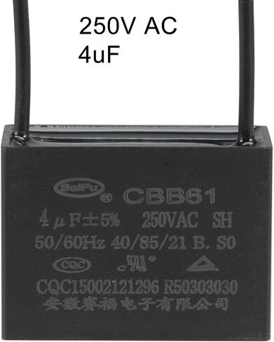 uxcell Ceiling Fan Capacitor CBB61 4uF 250V AC 2 Wires Metallized Polypropylene Film Capacitor 38x28x18mm for Electric Fan Pump Motor Generator 3Pcs in Saudi Arabia