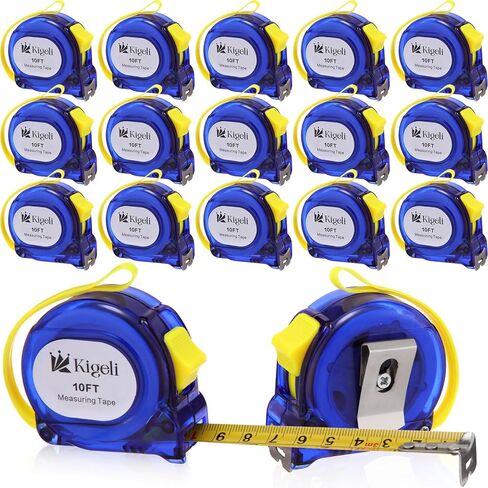 KIGELI 16 Pack 10 ft lege lease mini mini retractiper tape bulk locking قياس سهولة القراءة مع الكسور والبوصات المترية والقياس الإمبراطوري in Kuwait