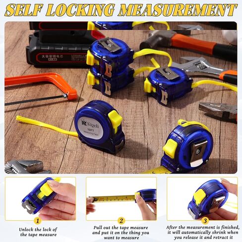KIGELI 16 Pack 10 ft lege lease mini mini retractiper tape bulk locking قياس سهولة القراءة مع الكسور والبوصات المترية والقياس الإمبراطوري in Kuwait