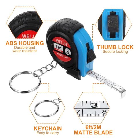 3 Pcs Mini Tape Measure Keychain, 1m/3Ft Portable Retractable Steel Tape Metric/Inch Keychain Tape with Slide Lock for Body Measure in Saudi Arabia