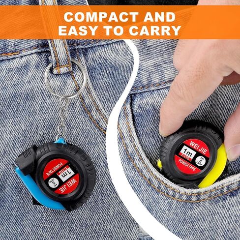 3 Pcs Mini Tape Measure Keychain, 1m/3Ft Portable Retractable Steel Tape Metric/Inch Keychain Tape with Slide Lock for Body Measure in Saudi Arabia