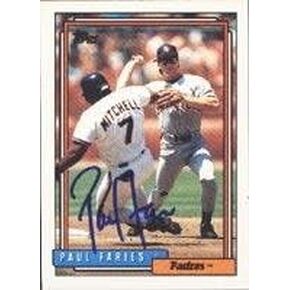 Paul Faries San Diego Padres 1992 Topps motagopered Card. يأتي هذا العنصر مع شهادة أصالة من رياضة السيارات. موقعة - MLB بطاقات البيسبول موقعة in Kuwait