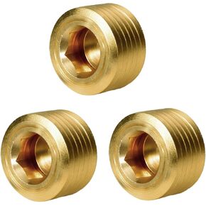 3 PCS 1/2 "NPT ذكر أنابيب النحاس النحاس عداد المذهلة الخيط السداسي الداخلي نمط رأس أنبوب ذكر in Kuwait