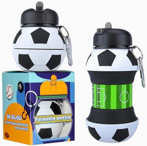 Kids 34 OZ SILICONE SILICONE BEPA FREE BOTTION ، FOBALLIME FOCALLABLE FOBALLE ، قابلة للطي وقنينة ماء إثبات للتسرب لأطفال المدارس والسفر والمشي لمسافات طويلة وركوب الخيل وللحركات. in Saudi Arabia