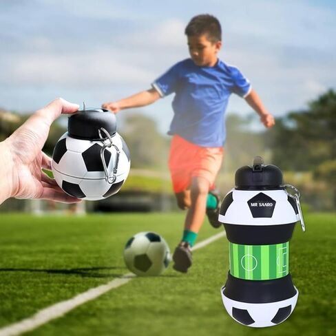 Kids 34 OZ SILICONE SILICONE BEPA FREE BOTTION ، FOBALLIME FOCALLABLE FOBALLE ، قابلة للطي وقنينة ماء إثبات للتسرب لأطفال المدارس والسفر والمشي لمسافات طويلة وركوب الخيل وللحركات. in Saudi Arabia