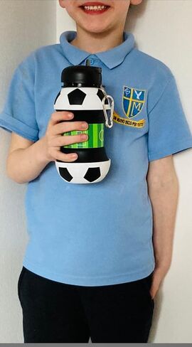 Kids 34 OZ SILICONE SILICONE BEPA FREE BOTTION ، FOBALLIME FOCALLABLE FOBALLE ، قابلة للطي وقنينة ماء إثبات للتسرب لأطفال المدارس والسفر والمشي لمسافات طويلة وركوب الخيل وللحركات. in Saudi Arabia