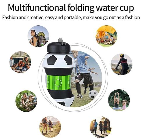 Kids 34 OZ SILICONE SILICONE BEPA FREE BOTTION ، FOBALLIME FOCALLABLE FOBALLE ، قابلة للطي وقنينة ماء إثبات للتسرب لأطفال المدارس والسفر والمشي لمسافات طويلة وركوب الخيل وللحركات. in Saudi Arabia