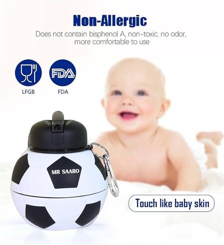 Kids 34 OZ SILICONE SILICONE BEPA FREE BOTTION ، FOBALLIME FOCALLABLE FOBALLE ، قابلة للطي وقنينة ماء إثبات للتسرب لأطفال المدارس والسفر والمشي لمسافات طويلة وركوب الخيل وللحركات. in Saudi Arabia