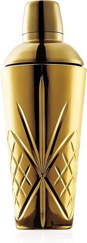 Glass Cocktail Shaker in Gold, Cutting Design Glass Shaker for Christmas, Holiday and Celebration, hand wash only. (18.5oz Gold Cocktail Shaker) in Saudi Arabia