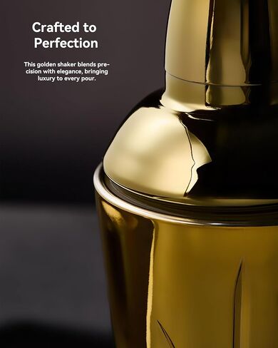 Glass Cocktail Shaker in Gold, Cutting Design Glass Shaker for Christmas, Holiday and Celebration, hand wash only. (18.5oz Gold Cocktail Shaker) in Saudi Arabia