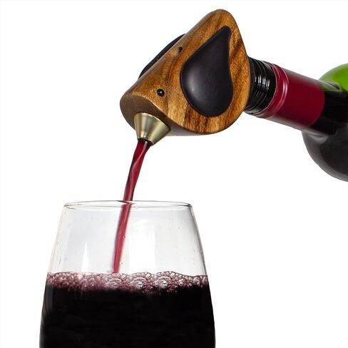 Wine Bottle Pourer, Fun Wine Pourer Spout Sings While It Pours, Airtight Wine Bottle Sealer, Acacia Wood with Red Wings in Saudi Arabia