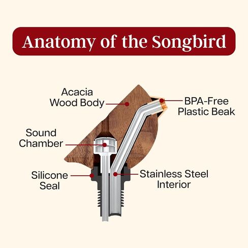 Wine Bottle Pourer, Fun Wine Pourer Spout Sings While It Pours, Airtight Wine Bottle Sealer, Acacia Wood with Red Wings in Saudi Arabia